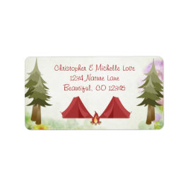 Camping, Zelte und Campfire, Holzlandeadresse Adressaufkleber