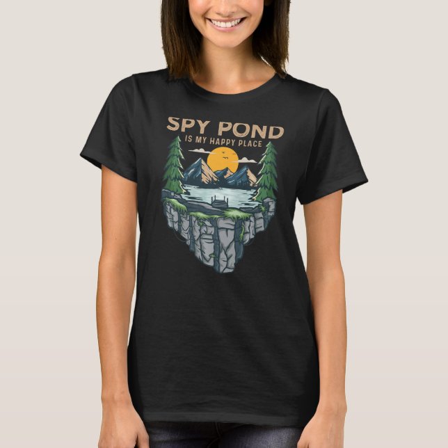 Camping zum Angeln mein glücklicher Ort Spy Pond T-Shirt (Vorderseite)