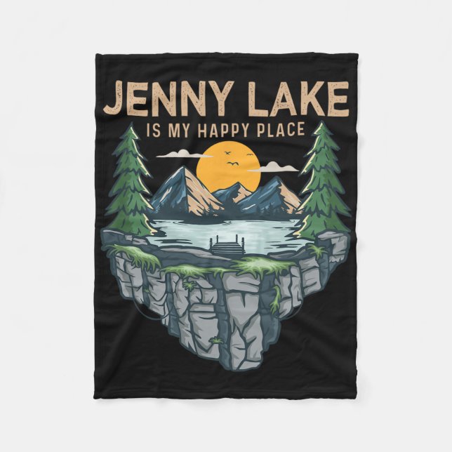Camping zum Angeln - Mein glücklicher Platz Jenny  Fleecedecke (Vorderseite)