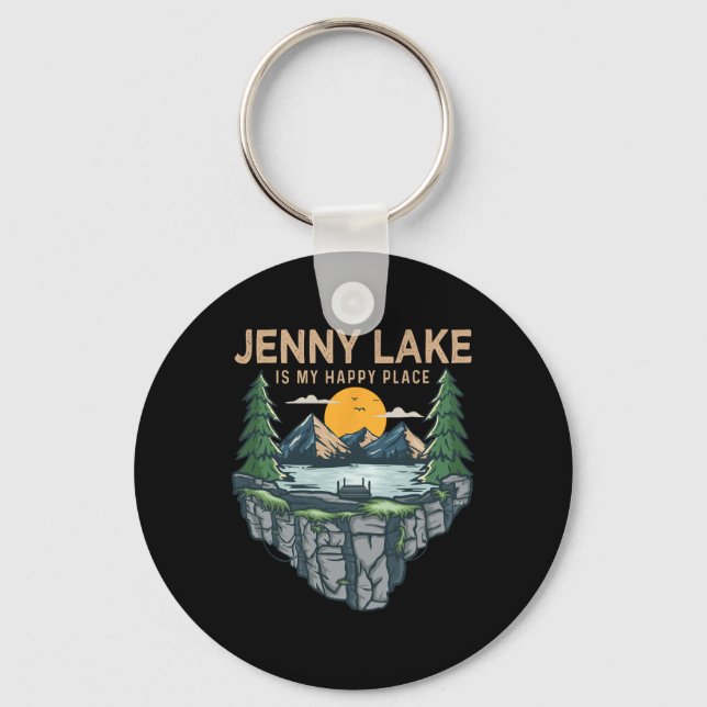 Camping zum Angeln - Mein glücklicher Platz Jenny  Schlüsselanhänger (Vorderseite)