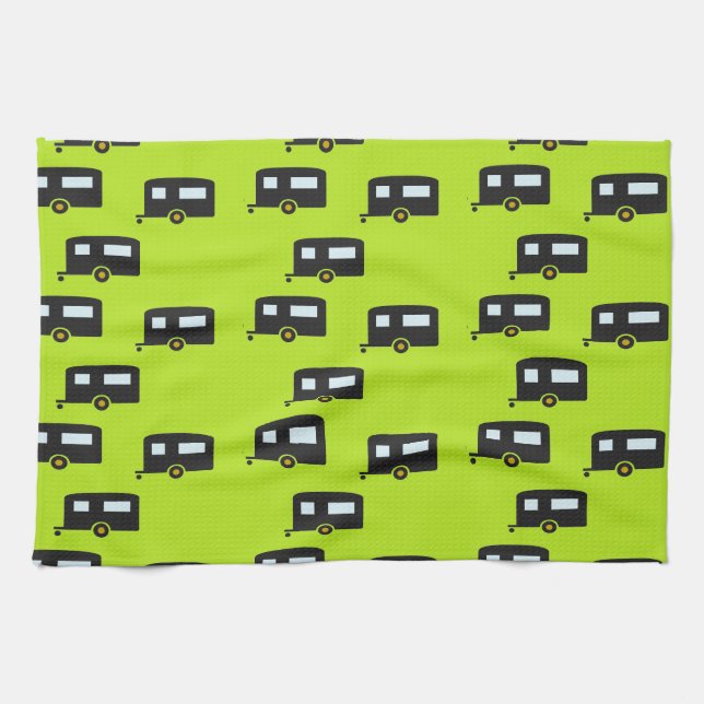 Campinganhänger auf grün geschirrtuch (Horizontal)