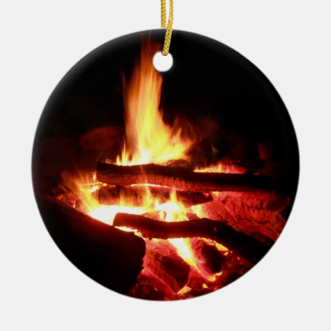 Campingfeuer Keramik Ornament (Vorne)