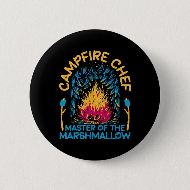 Campingplatz Chef Meister des Marshmallow Wandernd Button (Vorderseite)