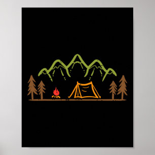 Campingplatz Zelt Bäume Berg Minimalistisch Lager Poster