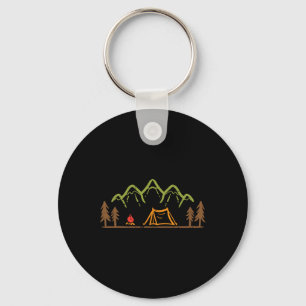 Campingplatz Zelt Bäume Berg Minimalistisch Lager Schlüsselanhänger