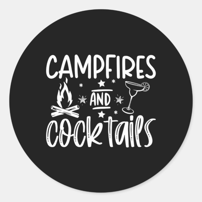 Campingplätze und Cocktails Runder Aufkleber (Vorderseite)