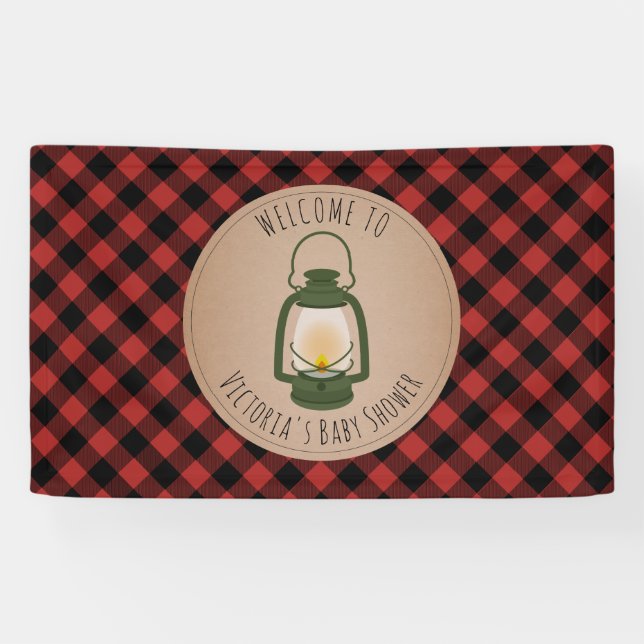 Campings-Laternen-kariertes Banner (Horizontal)