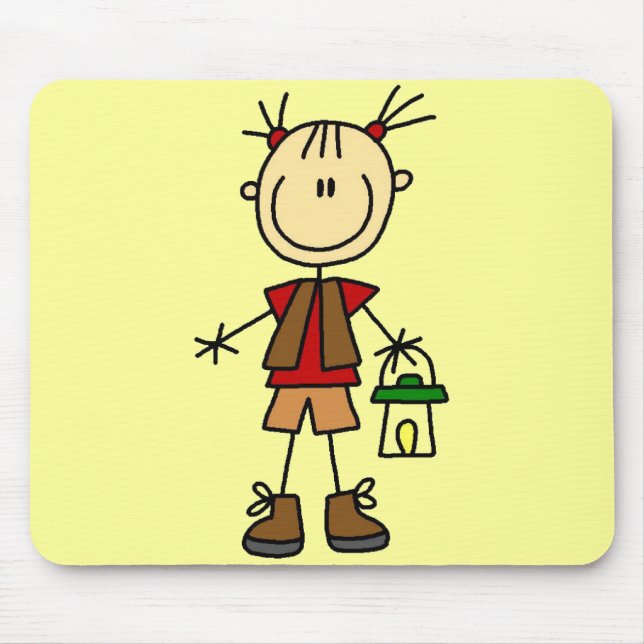 Campings-Mädchen mit Laternen-T-Shirts und Mousepad (Vorne)