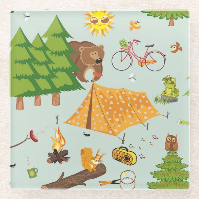 Campings-Muster Glasuntersetzer (Vorderseite)