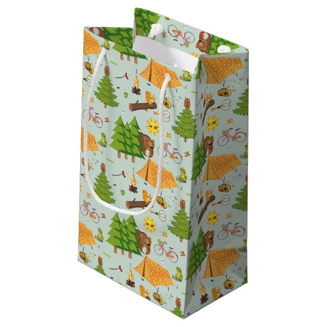 Campings-Muster Kleine Geschenktüte (Rückseite Schrägansicht)