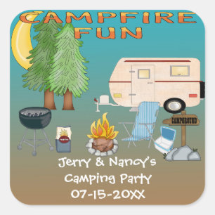 Campings-Spaß-Bevorzugungs-Aufkleber Quadratischer Aufkleber