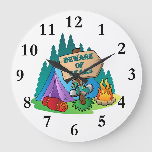 CAMPINGS-ZELT PASSEN BÄRN-WAND-UHR AUF GROßE WANDUHR (Vorderseite)