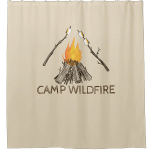 Campire mit dem Rösten des Eibisch-Duschvorhangs Duschvorhang