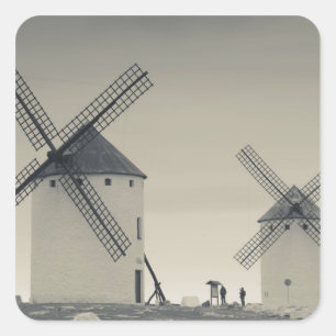 Campo de Criptana, antike Windmühlen von La Mancha Quadratischer Aufkleber