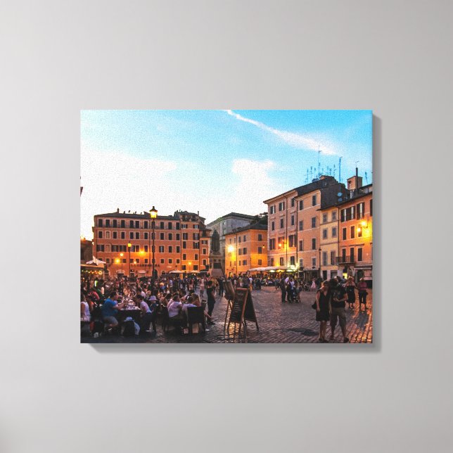 Campo de Fiori, Rom, Italien, bei Sonnenuntergang  Leinwanddruck (Vorderseite)