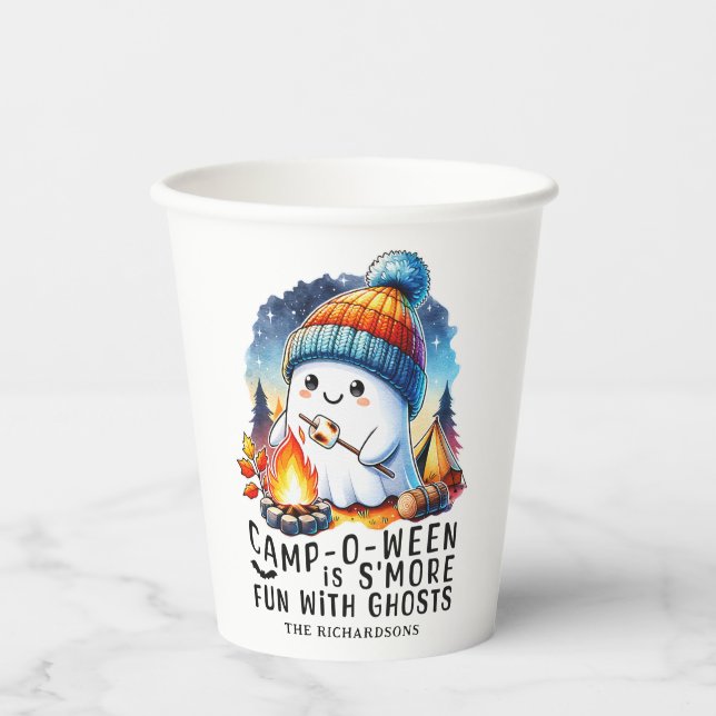 Campoween Smore Spaß mit Geistern Camping Hallowee Pappbecher (Vorderseite)