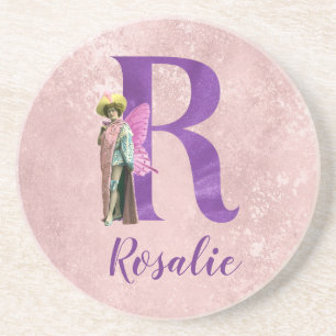 Campy Lila Shimmer Illustriert Letter R Getränkeuntersetzer