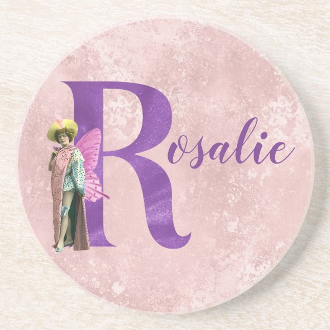 Campy Lila Shimmer Illustriert Letter R Getränkeuntersetzer (Vorne)