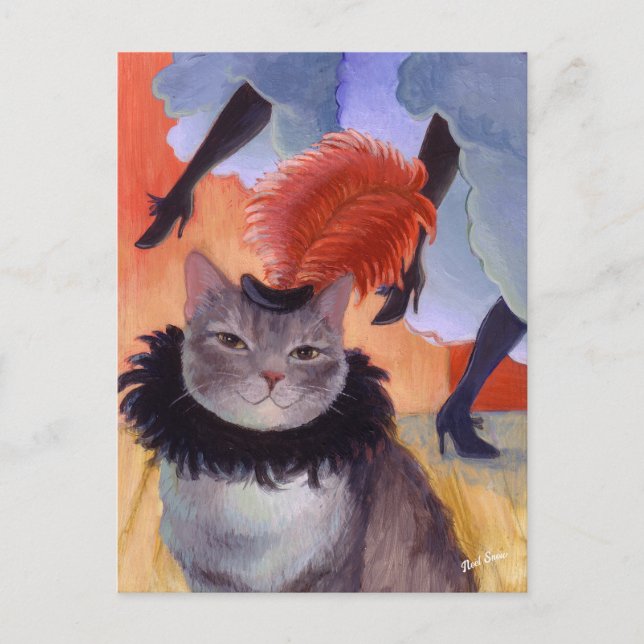 Can-Can-Kabaretttänzer-Katze Postkarte (Vorderseite)