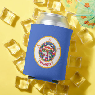Can Cooler mit der Fahne von Minnesota Staat, USA. Dosenkühler