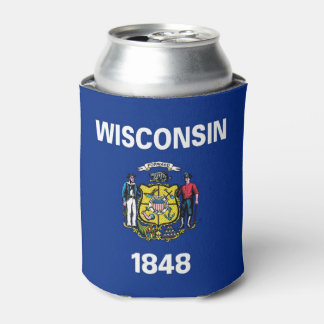 Can Cooler mit der Fahne von Wisconsin Staat, USA. Dosenkühler