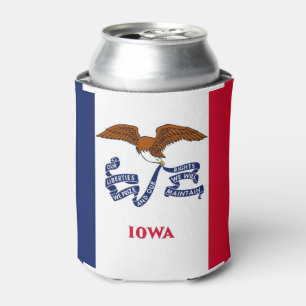Can Cooler mit der Flagge von Iowa Staat, USA. Dosenkühler