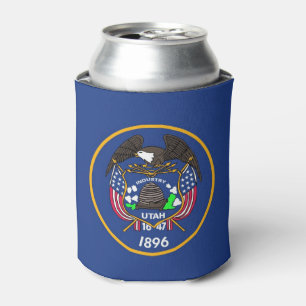 Can Cooler mit der Flagge von Utah Staat, USA. Dosenkühler