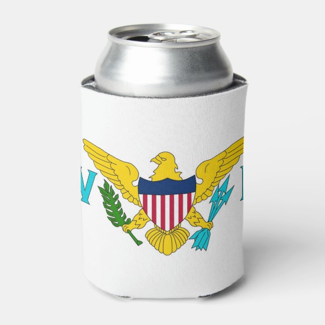 Can Cooler mit Fahne der Jungfrau Islands, USA. Dosenkühler (Kanne Vorderseite)