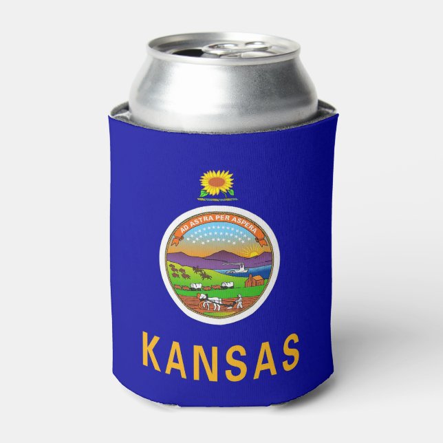 Can Cooler mit Fahne von Kansas Staat, USA. Dosenkühler (Kanne Vorderseite)