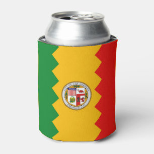 Can Cooler mit Fahne von Los Angeles, USA. Dosenkühler