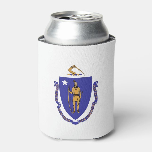 Can Cooler mit Fahne von Massachusetts Staat, USA. Dosenkühler (Kanne Vorderseite)