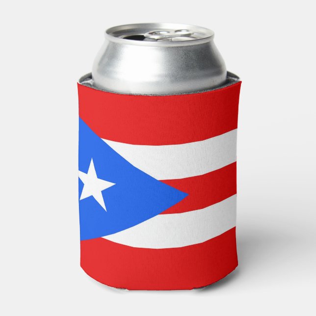 Can Cooler mit Fahne von Puerto Rico, USA. Dosenkühler (Kanne Vorderseite)
