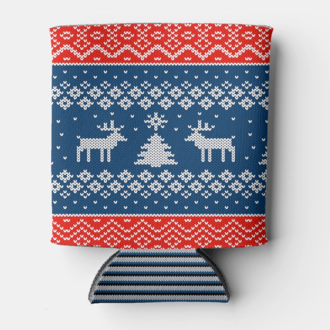 Can Cooler small Ugly Sweater with Reindeer Knit Dosenkühler (Vorderseite)
