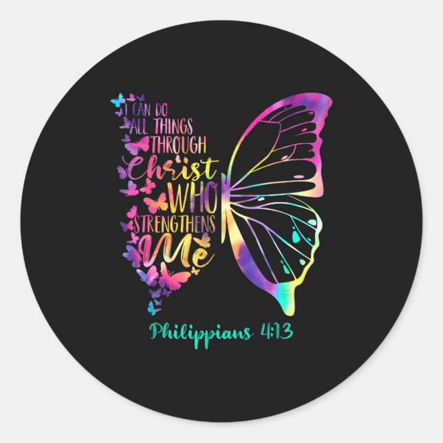 Can Do All Things Through Christ Who Strengthens M Runder Aufkleber (Vorderseite)