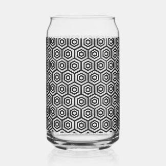 Can Glass Black White Hexagon Geometric Pattern Dosenglas