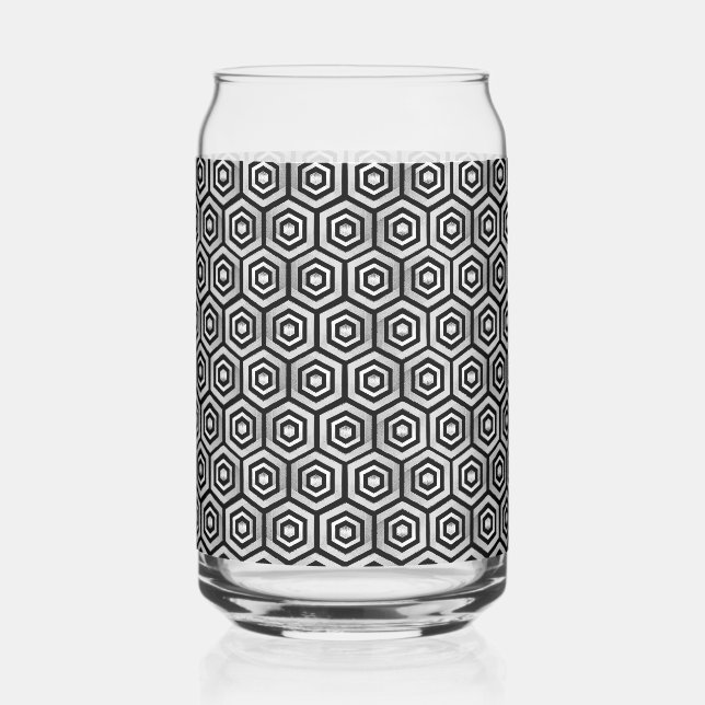 Can Glass Black White Hexagon Geometric Pattern Dosenglas (Vorderseite)