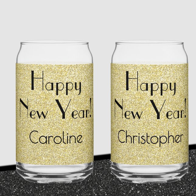 Can Glass Gold | Retro Name Happy New Year Dosenglas (Von Creator hochgeladen)