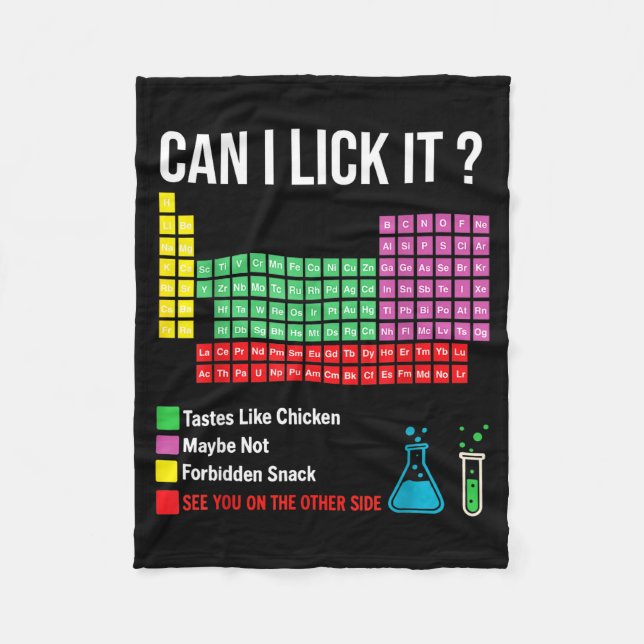 Can I Lick It Periodic Table Chart Science Teacher Fleecedecke (Vorderseite)