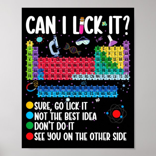 Can I Lick It Periodic Table Funny Science Chemist Poster (Vorne)