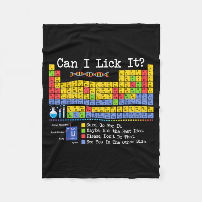 Can I Lick It Periodic Table Funny Science Teacher Fleecedecke (Vorderseite)