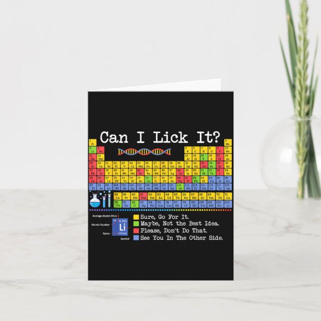 Can I Lick It Periodic Table Funny Science Teacher Karte (Vorderseite)