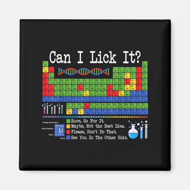 Can I Lick It Periodic Table Funny Science Teacher Magnet (Vorne)