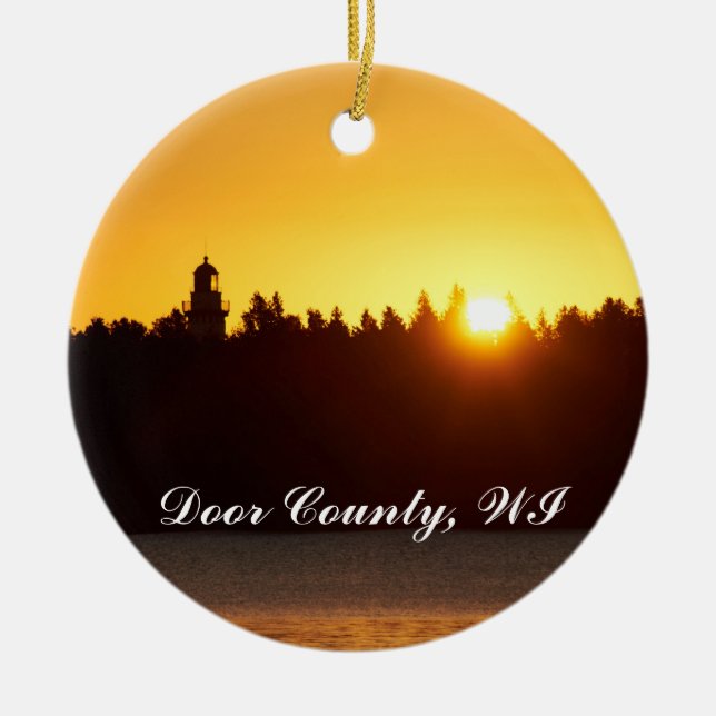 Cana Insel-Leuchtturm, Door County, WI Keramik Ornament (Vorne)