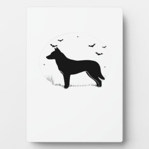 Canaan Dog � Halloween Mond Silhouette Klassisches Fotoplatte