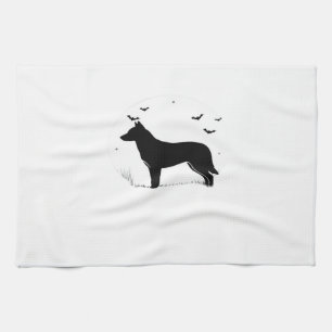 Canaan Dog � Halloween Mond Silhouette Klassisches Geschirrtuch
