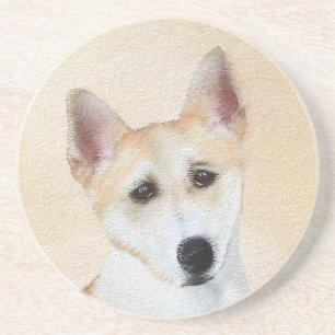 Canaan Dog Malerei - Niedliche Original Hunde Kuns Getränkeuntersetzer