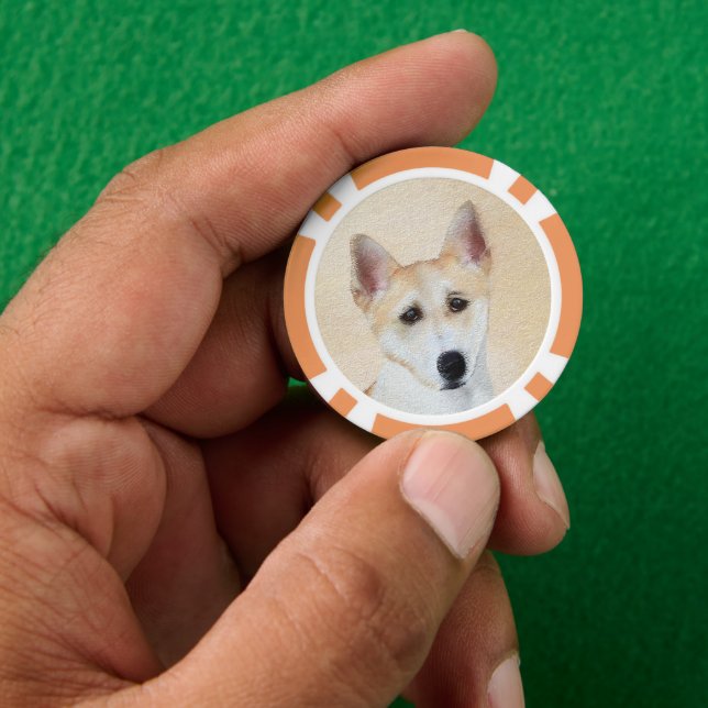 Canaan Dog Malerei - Niedliche Original Hunde Kuns Pokerchips (Hand)