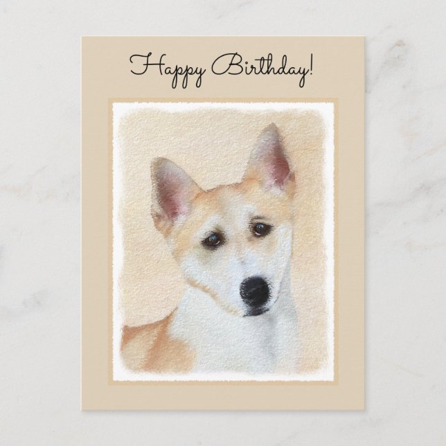 Canaan Dog Malerei - Niedliche Original Hunde Kuns Postkarte (Vorderseite)