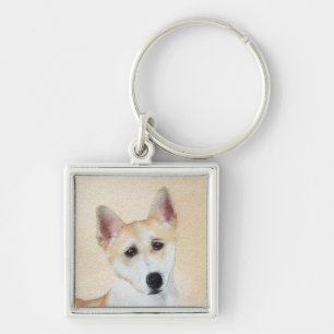 Canaan Dog Malerei - Niedliche Original Hunde Kuns Schlüsselanhänger