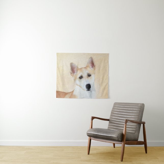 Canaan Dog Malerei - Niedliche Original Hunde Kuns Wandteppich (Beispiel (Horizontal))